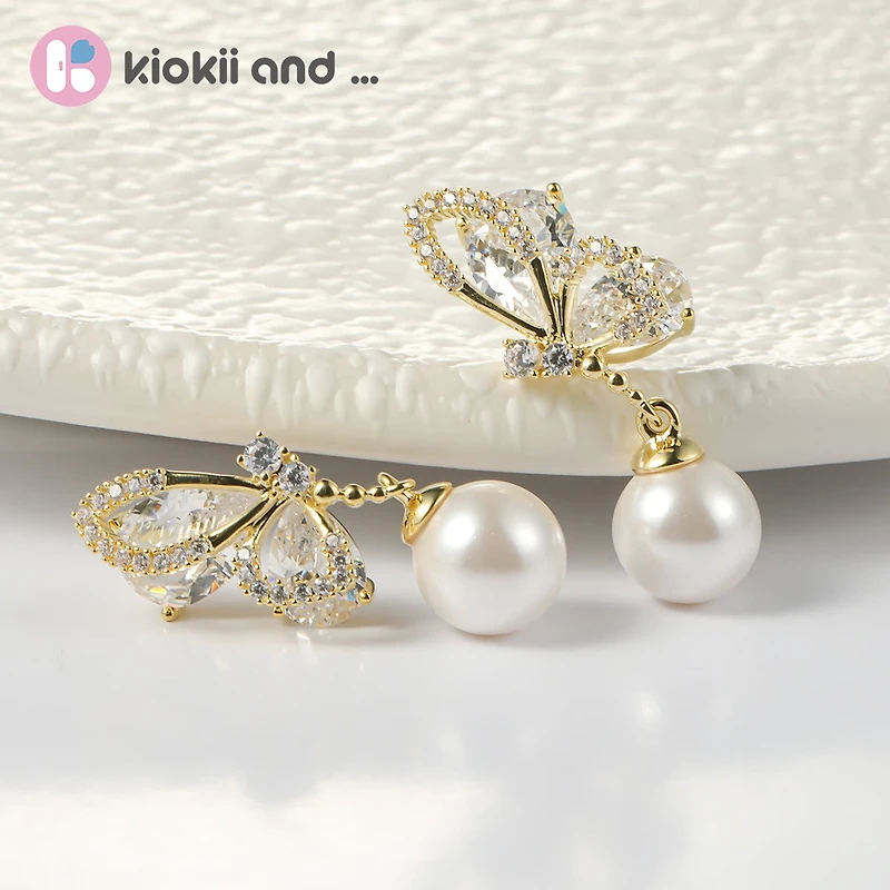 Arch14 Enchanted Wings & Pearl 18K Gold-Plated Drop Earrings