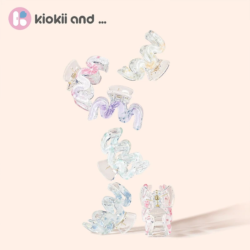 Arch14 Pastel Blossoms Mini Wave Claw Clip 1pc