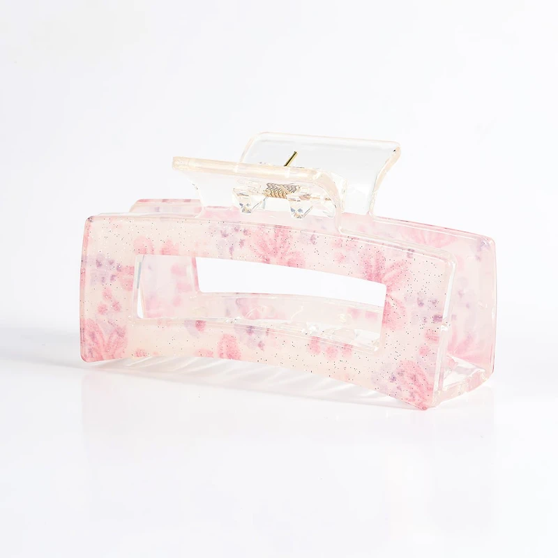 Arch14 Printed Floral Rectangle Claw Clip 1pc