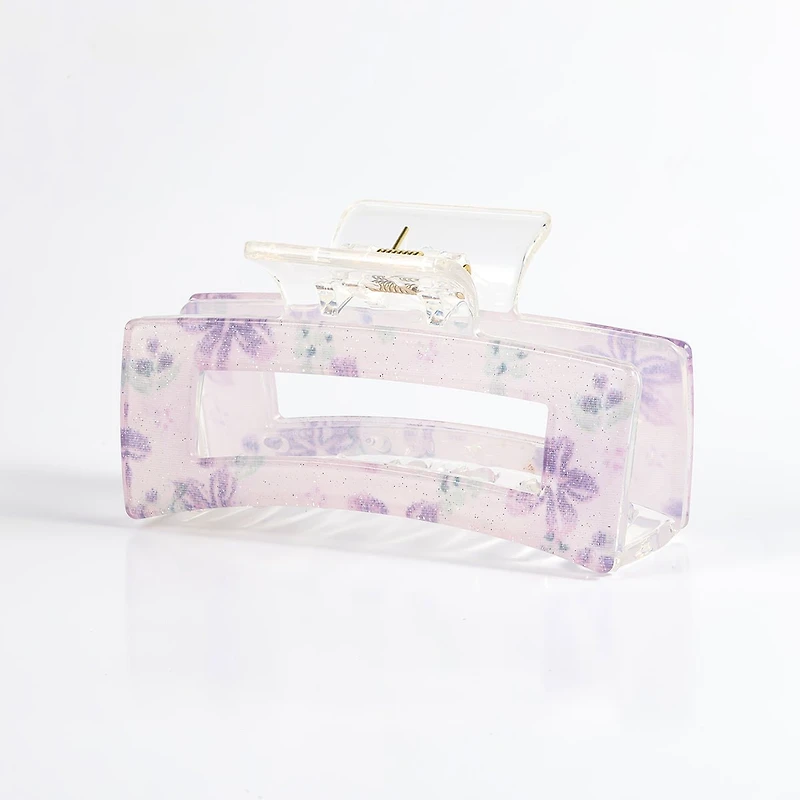 Arch14 Printed Floral Rectangle Claw Clip 1pc