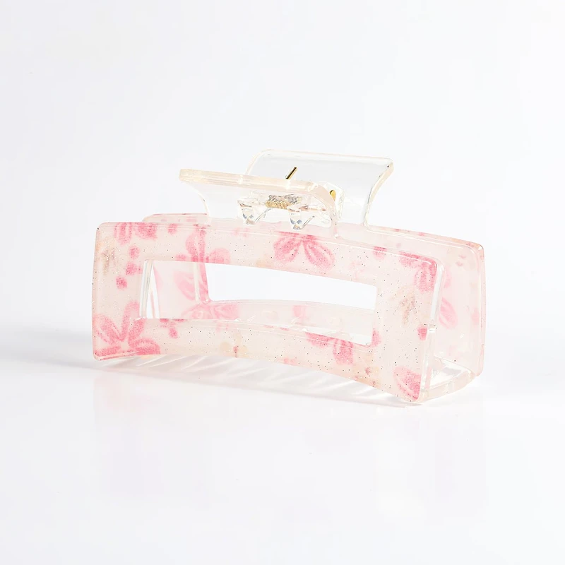 Arch14 Printed Floral Rectangle Claw Clip 1pc