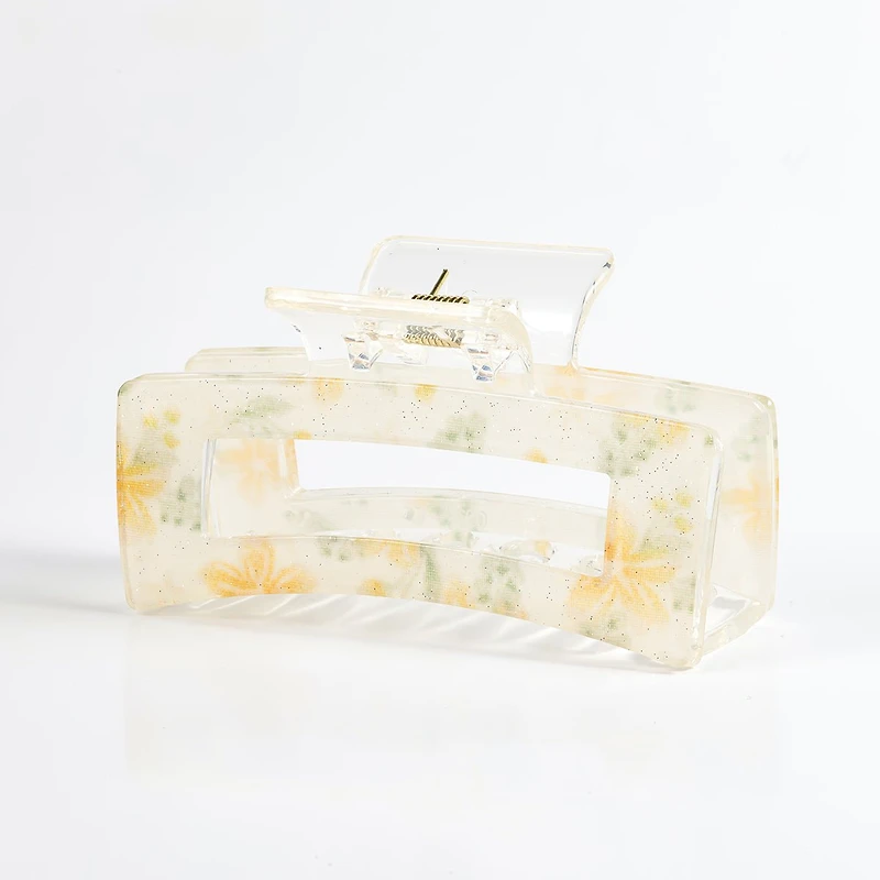 Arch14 Printed Floral Rectangle Claw Clip 1pc
