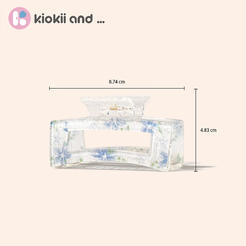 Arch14 Printed Floral Rectangle Claw Clip 1pc