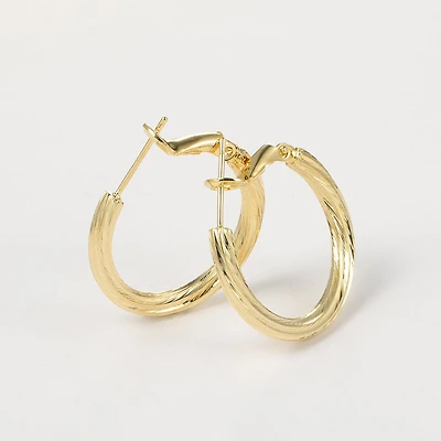 Arch14 Vintage Style Woven 18K Gold-Plated Hoop Earring