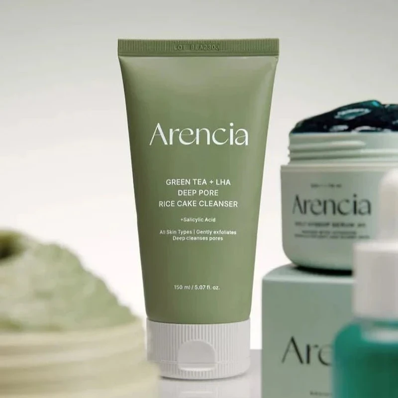 ARENCIA Green Tea + LHA Deep Pore Rice Cake Cleanser 150ml