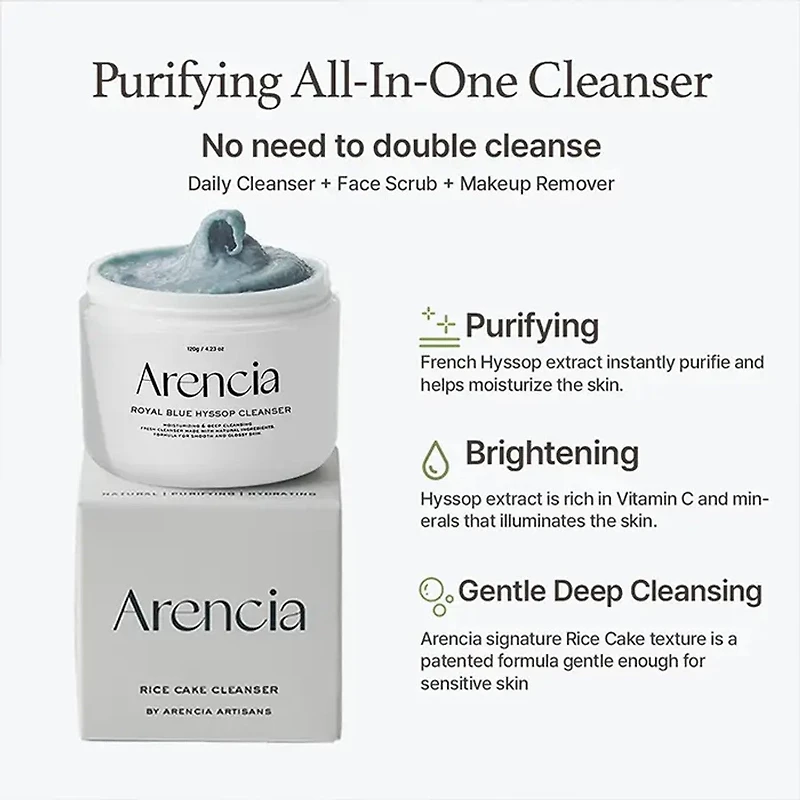 Arencia Royal Blue Hyssop Rice Mochi Cleanser 120g