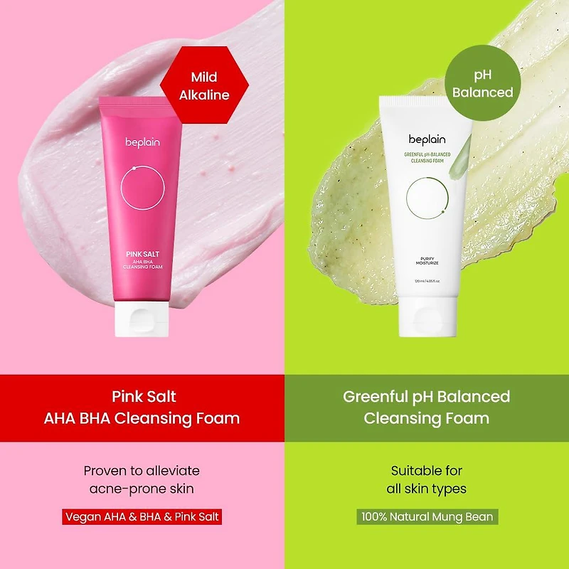 BEPLAIN Pink Salt AHA BHA Cleansing Foam 120ml