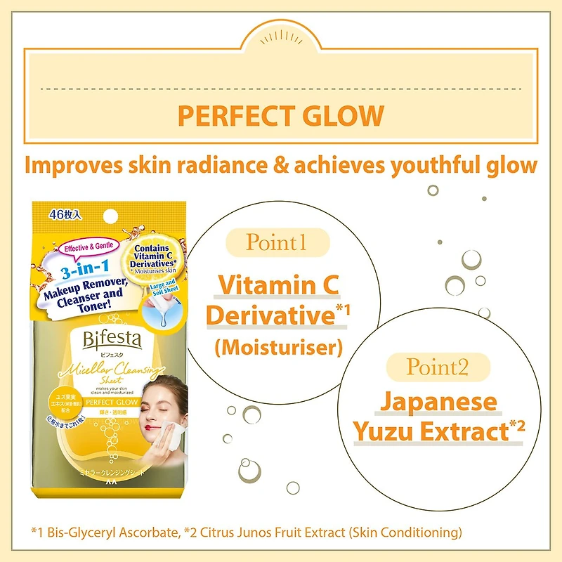 BIFESTA Micellar Cleansing Sheet Perfect Glow 46pcs