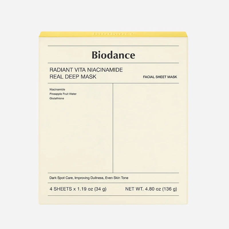 Biodance Radiant Vita Niacinamide Real Deep Mask (Yellow)