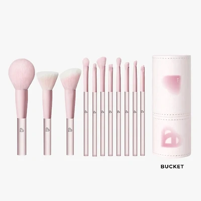 BLJ Large Semi Sugar Peach Make Up Brush Bucket Set 11pcs (2 Packings)