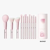 BLJ Large Semi Sugar Peach Make Up Brush Bucket Set 11pcs (2 Packings)