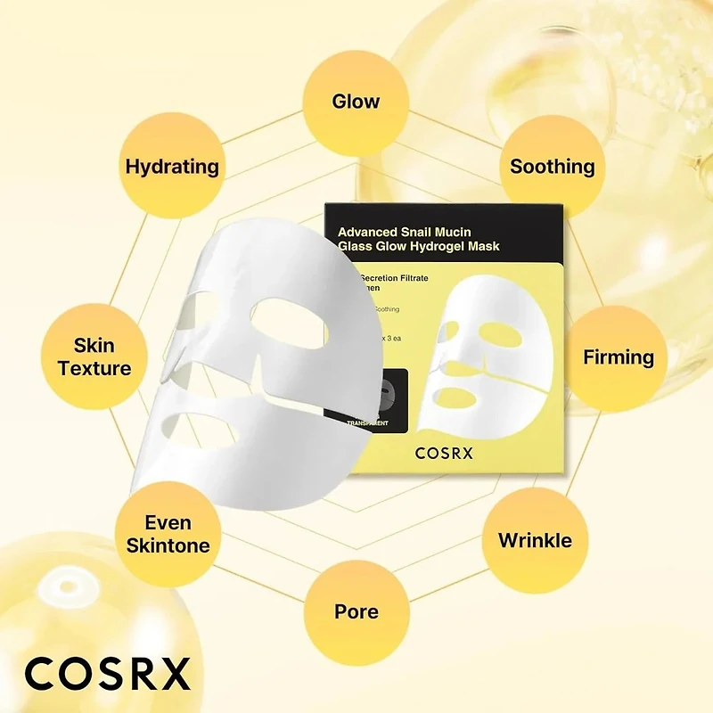 COSRX Advanced Snail Mucin Glass Glow Hydrogel Mask 3ea
