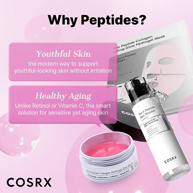 COSRX The Peptide Collagen Lifting Glow Hydrogel Mask 3pcs