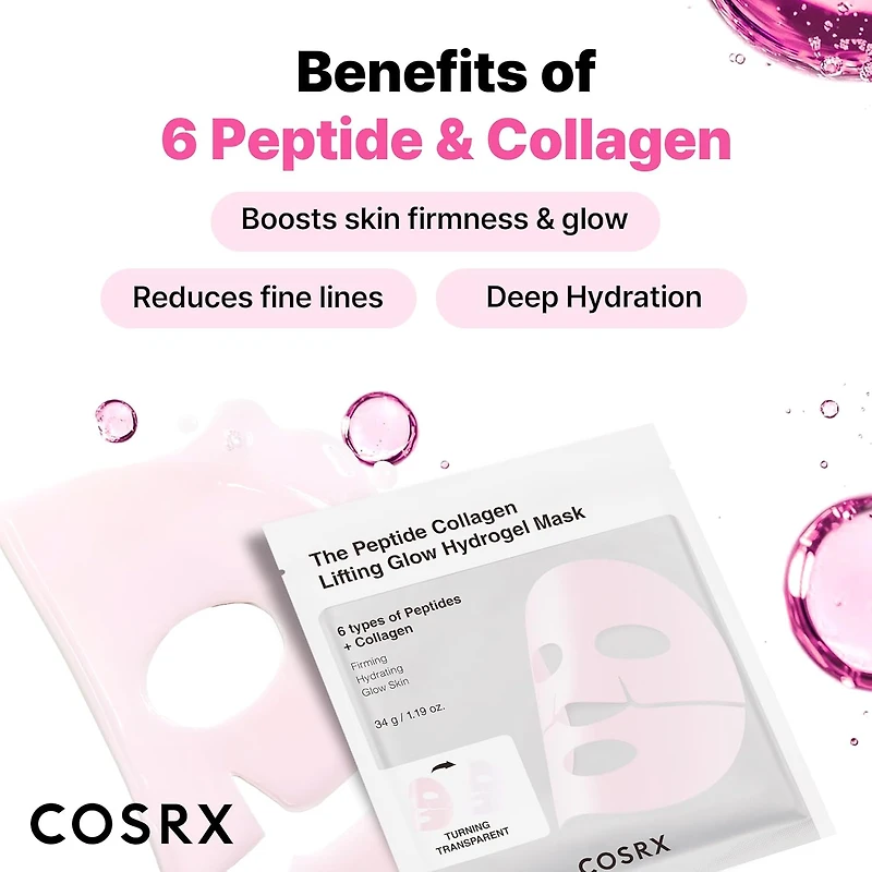 COSRX The Peptide Collagen Lifting Glow Hydrogel Mask 3pcs