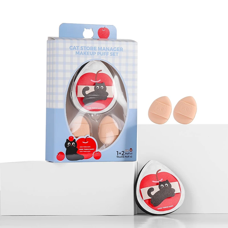 Kiokii Cute Cat Pattern Makeup Puffs Set 3pcs