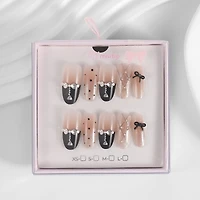 Kiokii Handmade Press-On Nails-Black-Pink Splicing