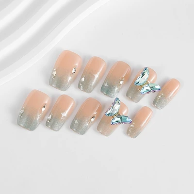 Kiokii Handmade Press-On Nails-Blue Butterfly