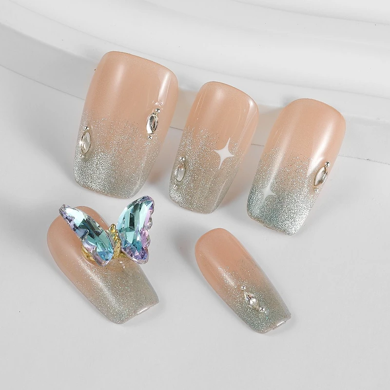Kiokii Handmade Press-On Nails-Blue Butterfly