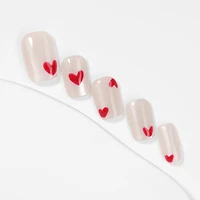 Kiokii Handmade Press-On Nails-Charming Pink Heart Wearable