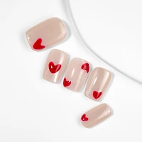 Kiokii Handmade Press-On Nails-Charming Pink Heart Wearable