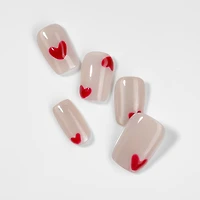 Kiokii Handmade Press-On Nails-Charming Pink Heart Wearable