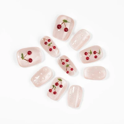 Kiokii Handmade Press-On Nails-Cherry Bloom Delicate Nail Wraps