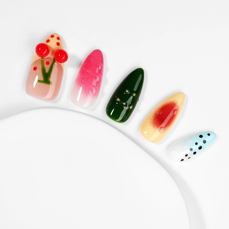 Kiokii Handmade Press-On Nails-CherryBloom Nail Art