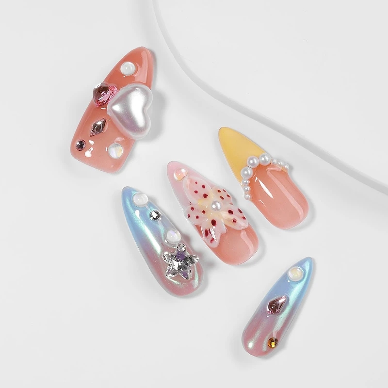 Kiokii Handmade Press-On Nails-Elegant Bloom Nail Art