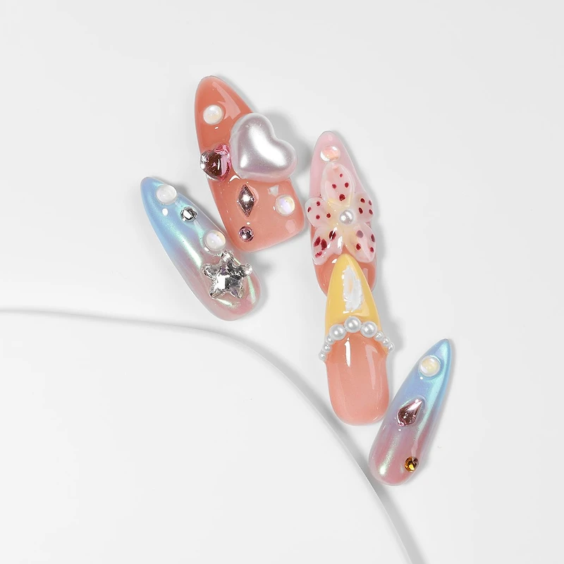 Kiokii Handmade Press-On Nails-Elegant Bloom Nail Art