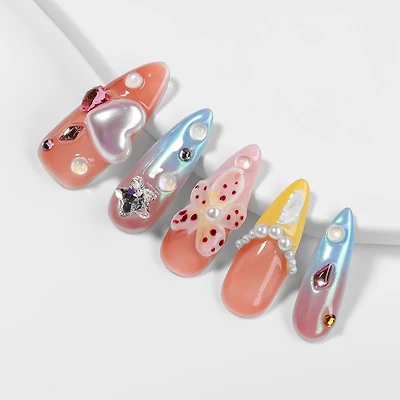 Kiokii Handmade Press-On Nails-Elegant Bloom Nail Art