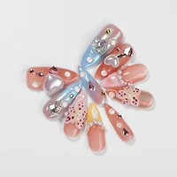 Kiokii Handmade Press-On Nails-Elegant Bloom Nail Art
