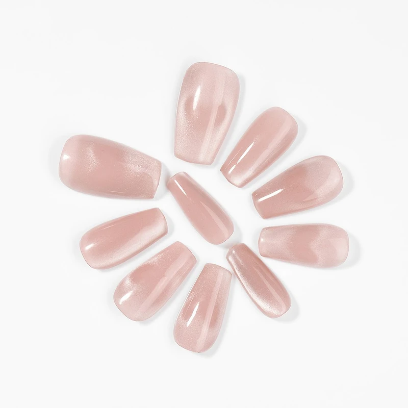 Kiokii Handmade Press-On Nails-Elegant Blush Cat's Eye Nail Set
