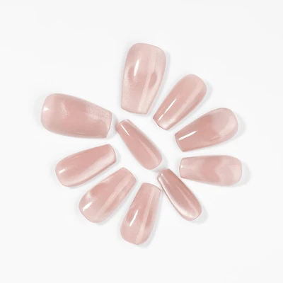 Kiokii Handmade Press-On Nails-Elegant Blush Cat's Eye Nail Set