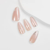 Kiokii Handmade Press-On Nails-Elegant Blush Nails with Star & Bow Accents