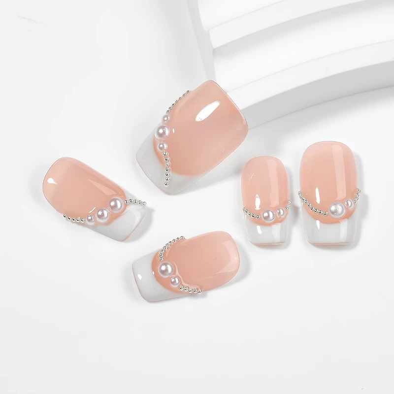 Kiokii Handmade Press-On Nails-Elegant Pearl Chic Nail Wraps
