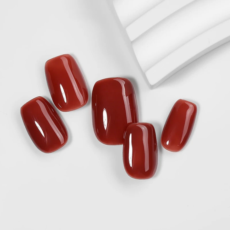 Kiokii Handmade Press-On Nails-Elegant Rouge Nail Set