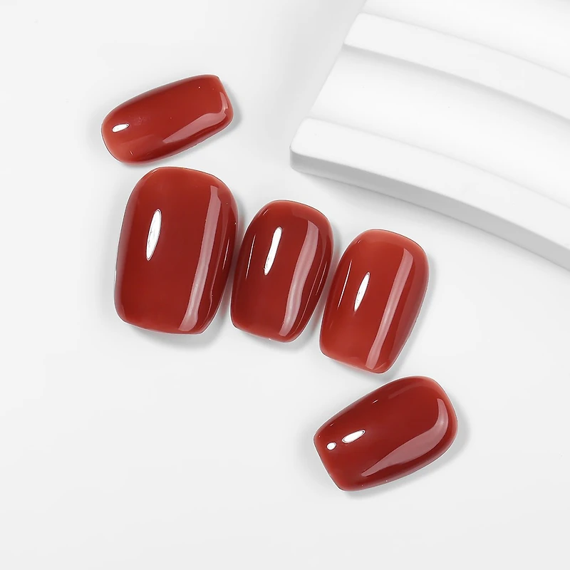 Kiokii Handmade Press-On Nails-Elegant Rouge Nail Set