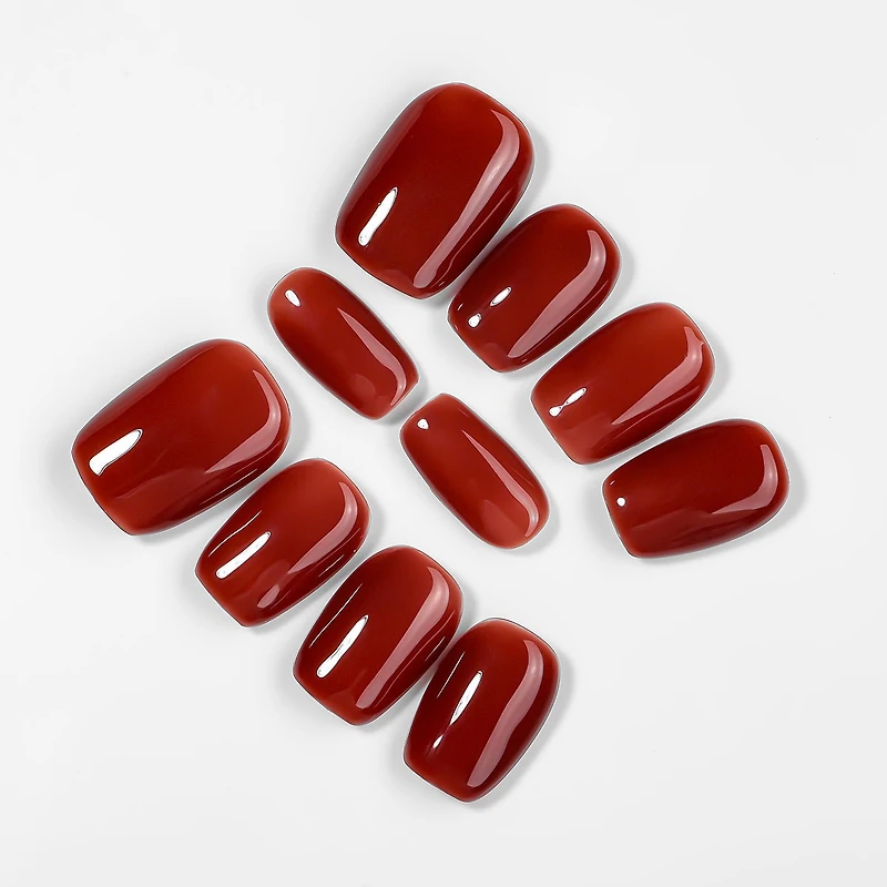 Kiokii Handmade Press-On Nails-Elegant Rouge Nail Set