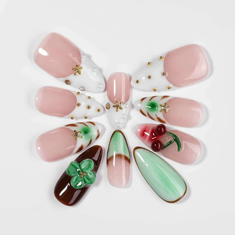 Kiokii Handmade Press-On Nails-Glamorous Bloom