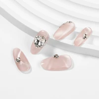 Kiokii Handmade Press-On Nails-Glamorous Pink Cat-Eye Nail Set