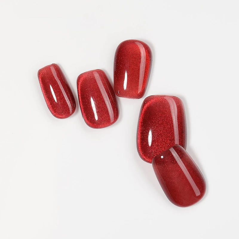 Kiokii Handmade Press-On Nails-Glamorous Red Shimmer