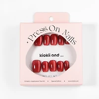 Kiokii Handmade Press-On Nails-Glamorous Red Shimmer