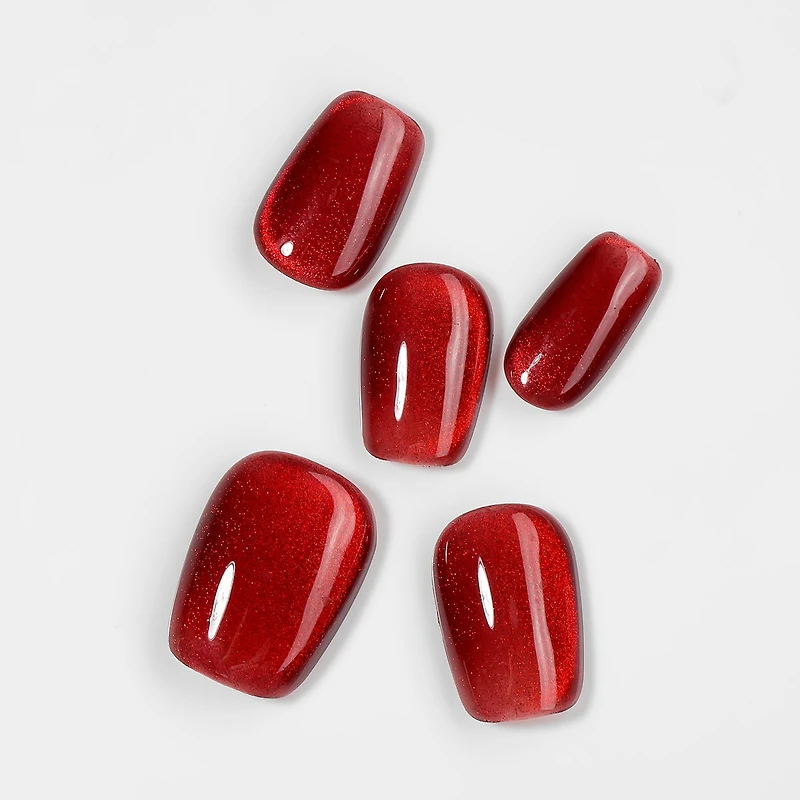 Kiokii Handmade Press-On Nails-Glamorous Red Shimmer