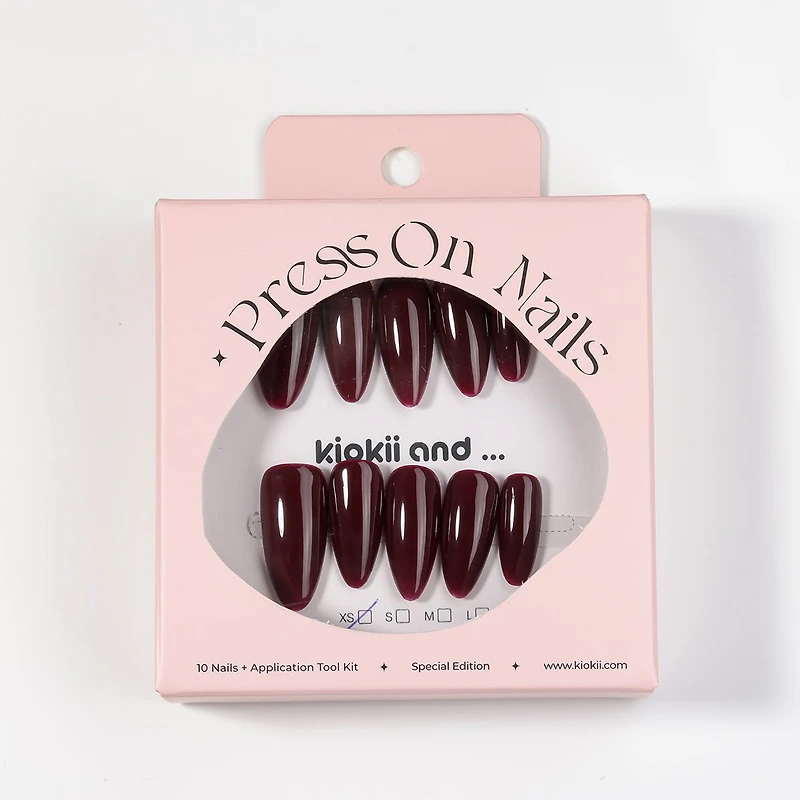 Kiokii Handmade Press-On Nails-Glamorous Ruby