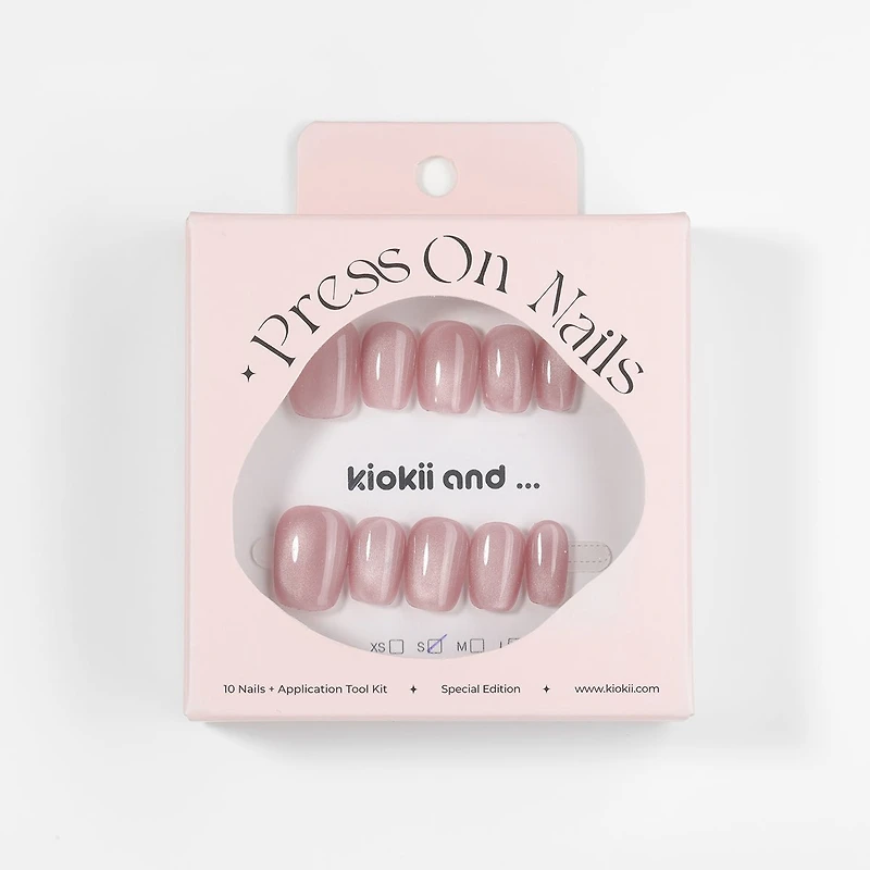 Kiokii Handmade Press-On Nails-Glamorous Soft Pink Nail Set
