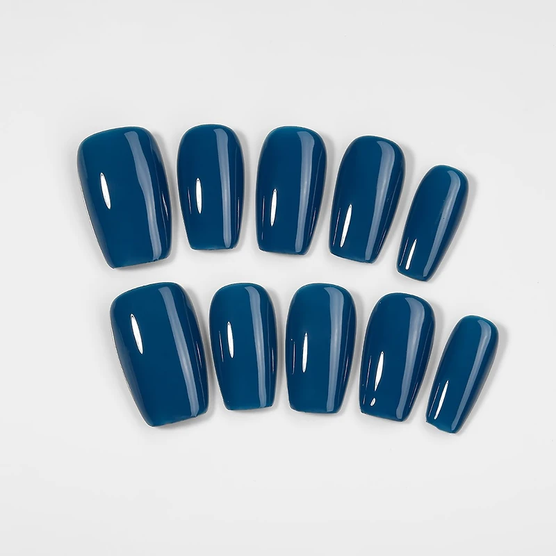 Kiokii Handmade Press-On Nails-Glossy Azure Elegance