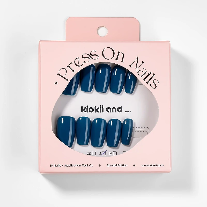 Kiokii Handmade Press-On Nails-Glossy Azure Elegance