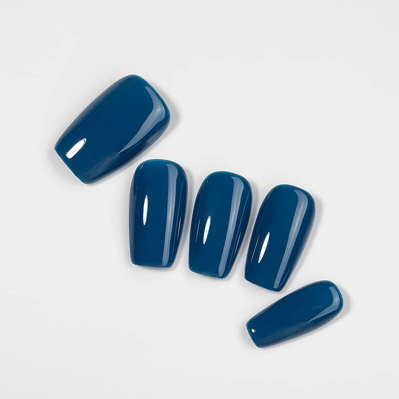 Kiokii Handmade Press-On Nails-Glossy Azure Elegance