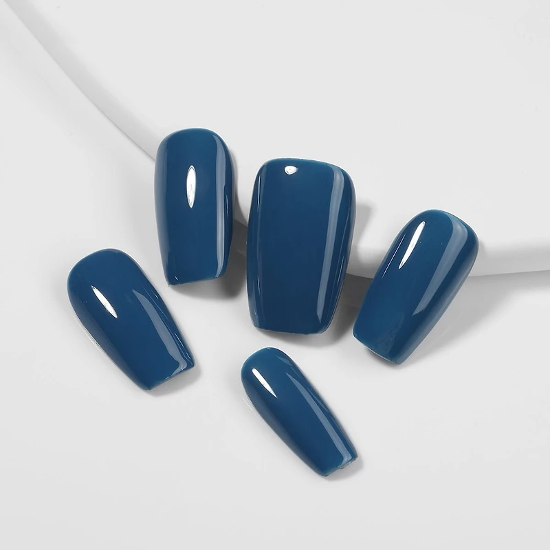 Kiokii Handmade Press-On Nails-Glossy Azure Elegance