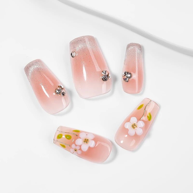 Kiokii Handmade Press-On Nails-Pink Bloom